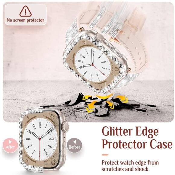 Bling Silicone Band Case for Apple Watch 45mm 44mm 41mm 40mm 38mm - Picture 4 of 8